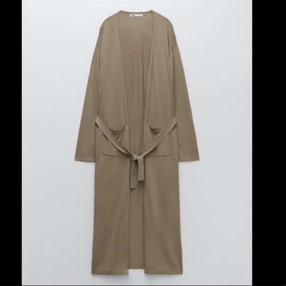 ZARA LONG KNIT JACKET WITH POCKETS | SIZE: L | NWT - Picture 1 of 9